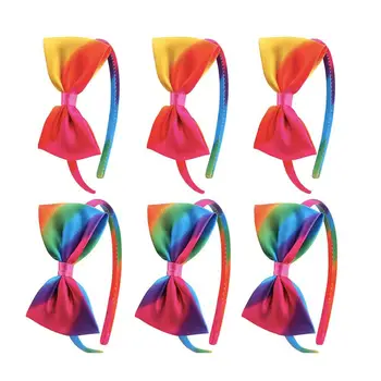 

2020 Baby Girls 6pcs Bow-knot Headdress Rainbow Hair Hoops Elegant Headband Decorative Headwear Party Supplies for Kids Children