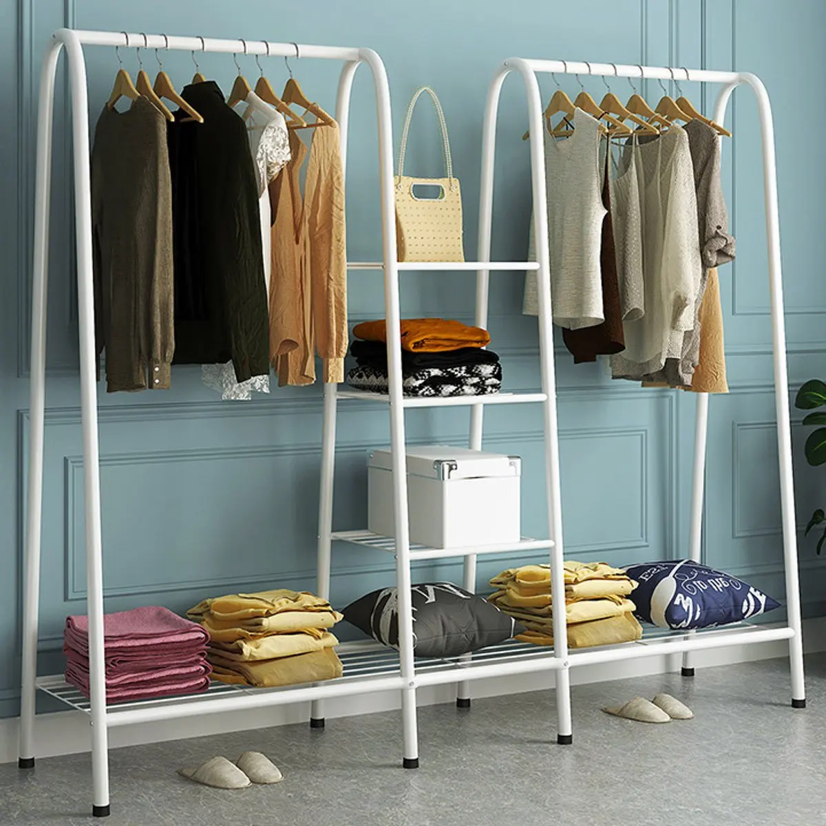 Metal Iron Coat Rack Clothing Rack Garment font b Closet b font Organizer Clothes Hanger Storage