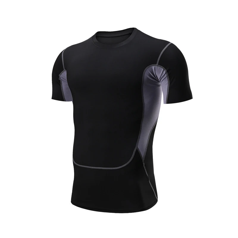 Мужская футболка для бега компрессионные фитнес-рубашки для тренировки спортзала быстросохнущие спортивные футболки с короткими рукавами для тренировок мужские тренировочные футболки - Цвет: Breathable