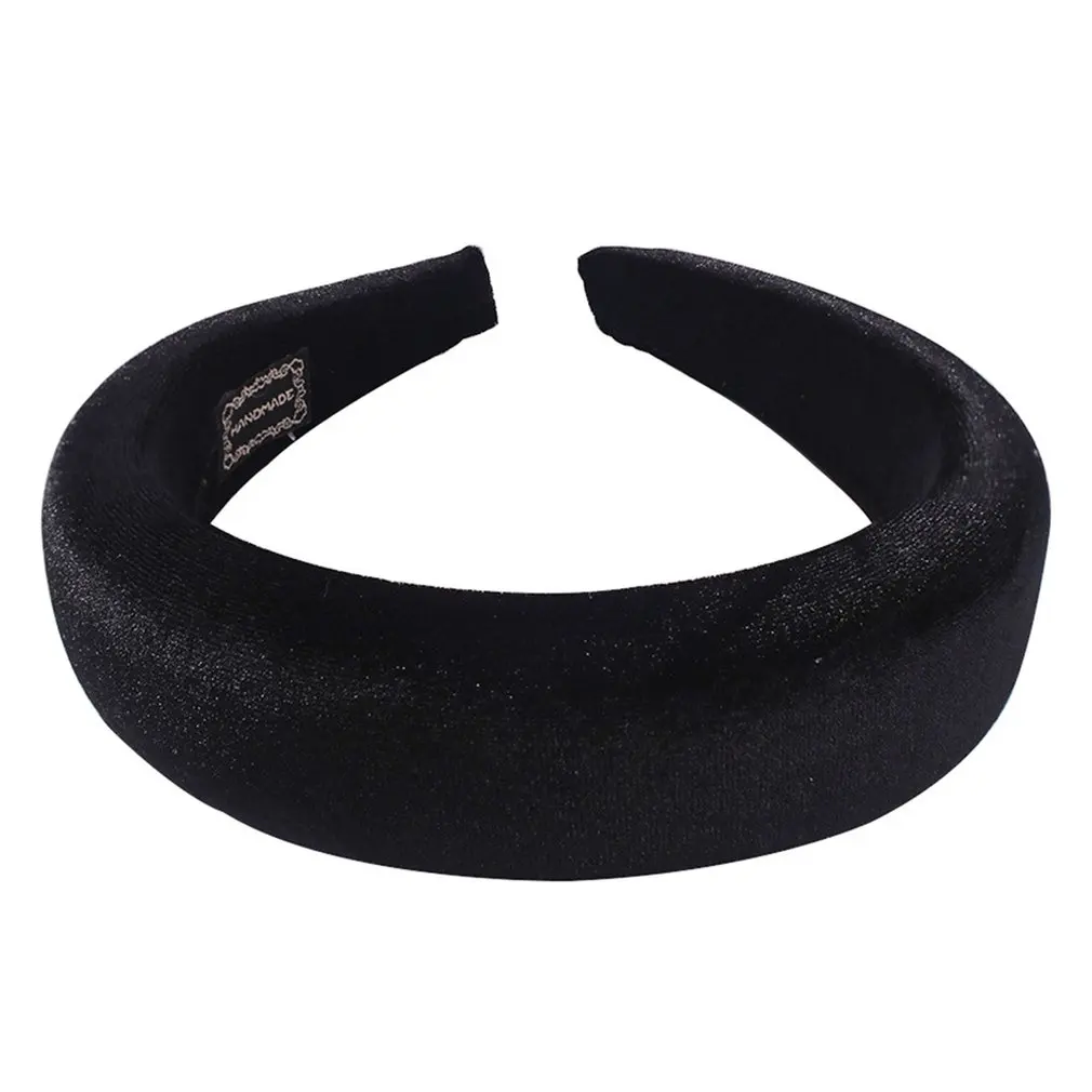 black F0709 Европейская и американская мода женская головная повязка Золотая Бархатная толстая губка аксессуары для волос темперамент дикая повязка на голову - Цвет: black