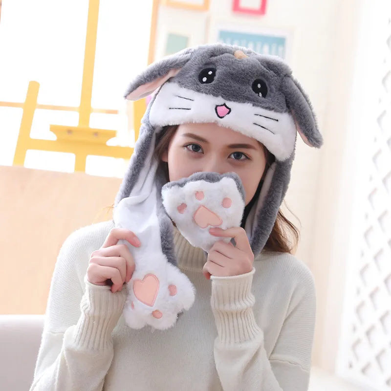 Animal Cartoon Unicorn Girls Unicorn Hat Winter Women Hats Plush Moving Rabbit Ears Hat Children's Cap Funny Gift For Baby Boys 6