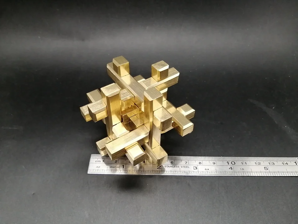 3D головоломка клетка крестообразная Игра Головоломка игрушка Китайский Конг Мин замок коллекционирование, хобби медная металлическая модель