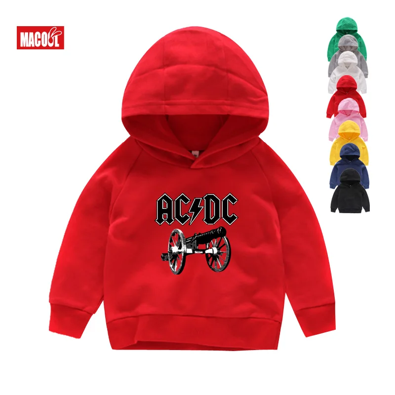 Детские толстовки с капюшоном Детские свитшоты для мальчиков футболка AC DC Зимние толстовки с длинными рукавами для маленьких мальчиков и девочек, одежда для малышей худи для малышей