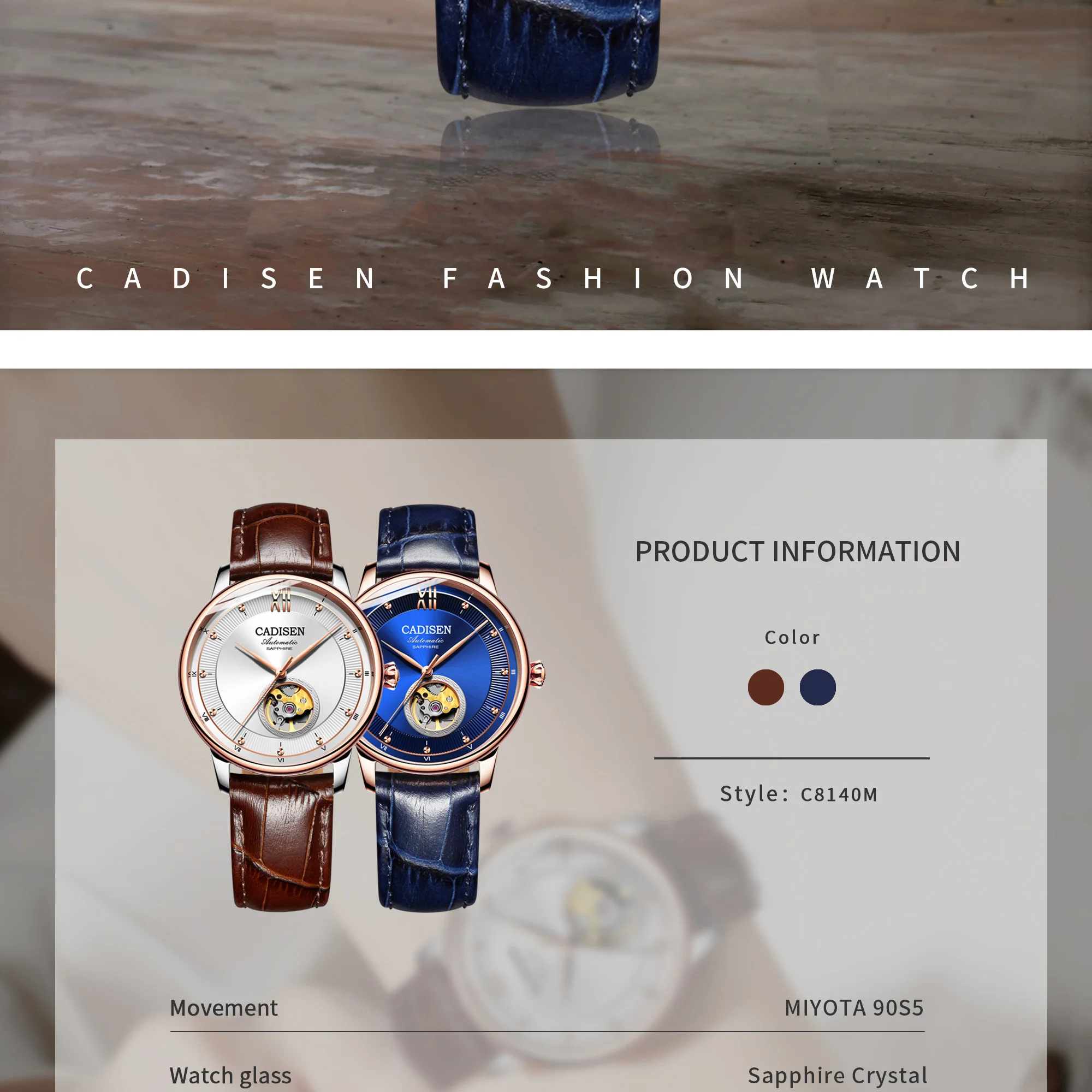 CADISEN мужские часы Скелет Автоматическая техника MIYOTA90S5 кожа люксовый бренд пары ультра-тонкие Бизнес водонепроницаемые наручные часы