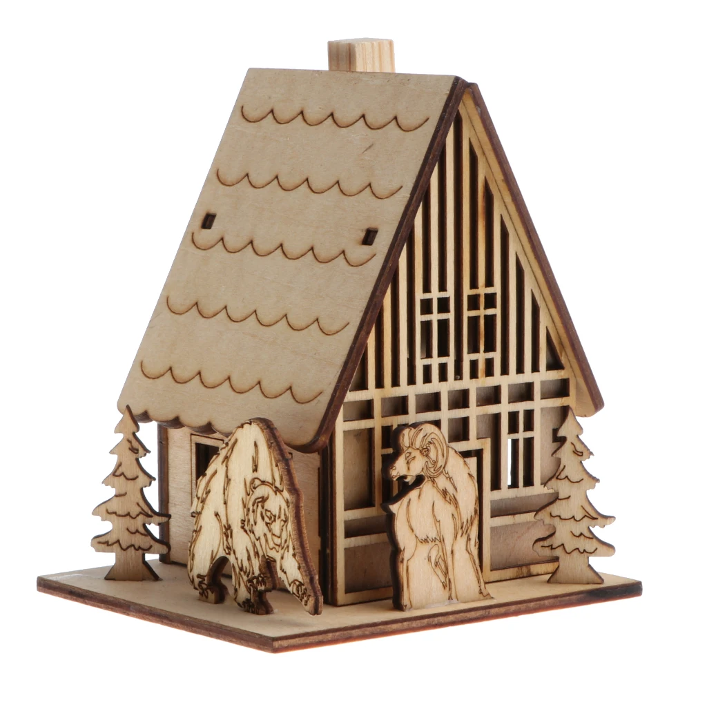 3D Wooden Puzzle Toy House Chalet Model Building Construction Kit Kid Jigsaw