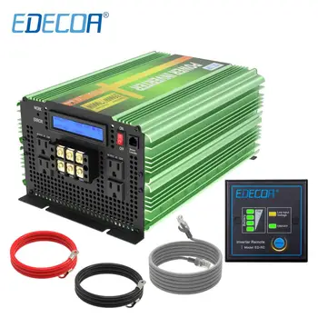 

EDECOA DC12V AC 110V 120V 3500W 7000W peak pure sine wave 60Hz power inverter with US plug remote controller LCD display
