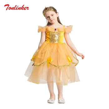 

Girl Princess Belle Princess Fairy tales Dress Kids Baby Clothing Halloween Christmas Cosplay Dress Ball Gown