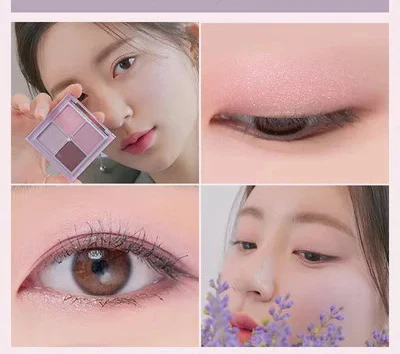 

Korean 4 Color Eyeshadow Palette Matte Shimmer Glitter Sequins Pigment Women Beauty Eye Makeup Long-Lasting Waterproof Nude