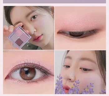 

Korean 4 Color Eyeshadow Palette Matte Shimmer Glitter Sequins Pigment Women Beauty Eye Makeup Long-Lasting Waterproof Nude