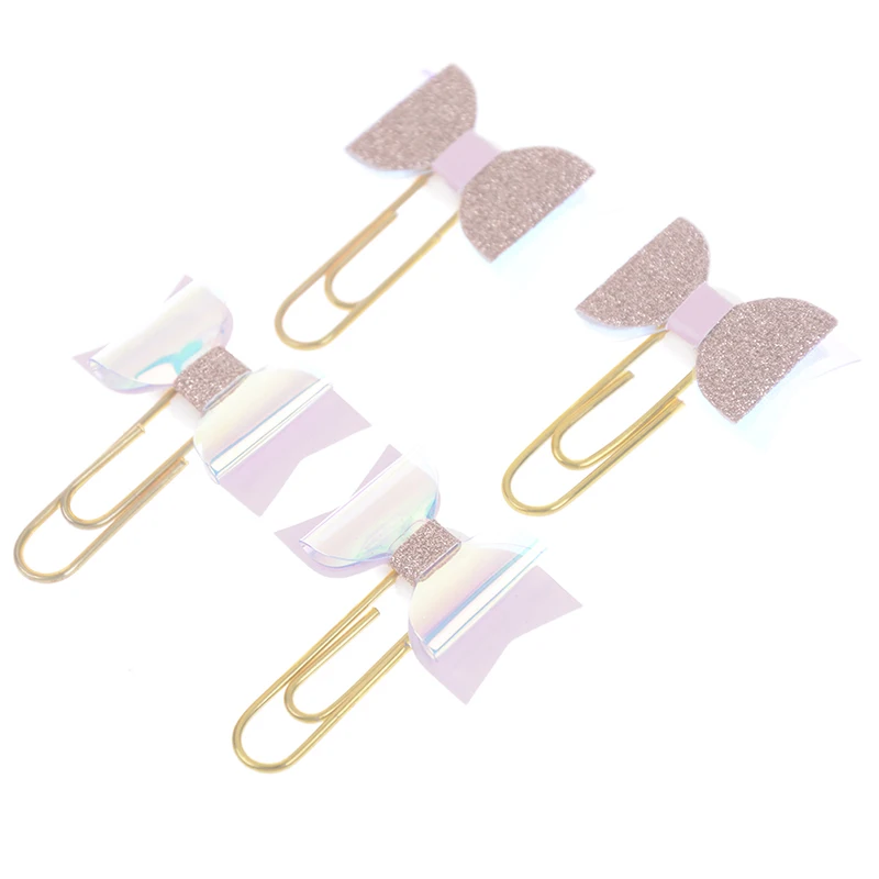 

4 Pcs/set Domikee original creative laser bow-knot design office school paper clips set stationery,kawaii student bookmark clips