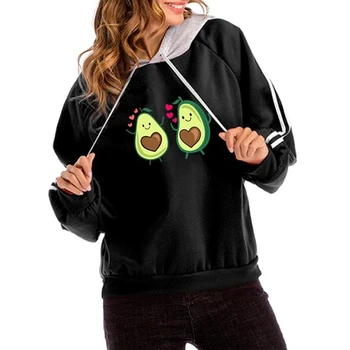 

Hoodies For Women Cartoon Avocado Vegan Cartoon Print Colorblock Hooded Casual Hoodies Sweatshirts Tops Kawaii Cute Harajuku