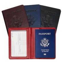 

USA America Passport Cover Holder Business PU Leather Vaccination Card Protective Storage Wallet Purse Case Travel Accessories
