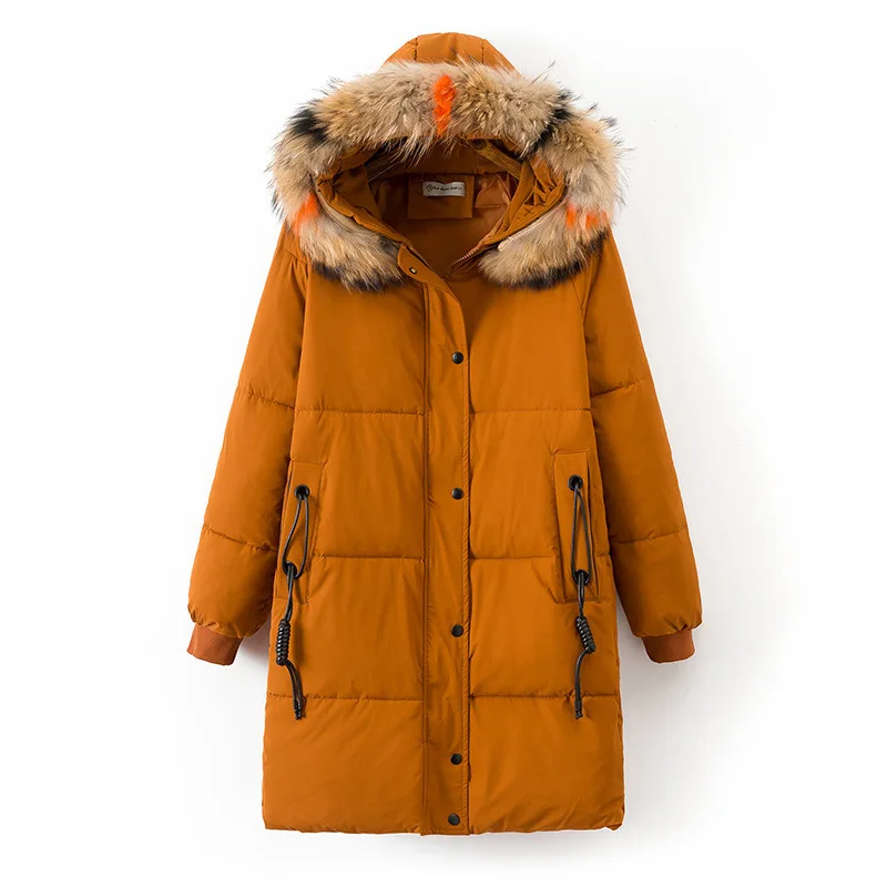 

2019 Large Size Dress Fat Mm Winter Loose Casual Versatile Fur Collar Mid-length Cotton Overcoat Women's