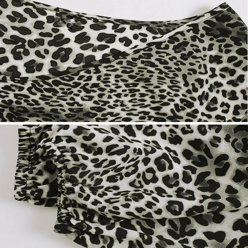 Осенняя Женская леопардовая футболка большого размера 4XL 5XL 6XL 7XL 8XL обхват груди 133 см модная леопардовая Сексуальная футболка с v-образным вырезом