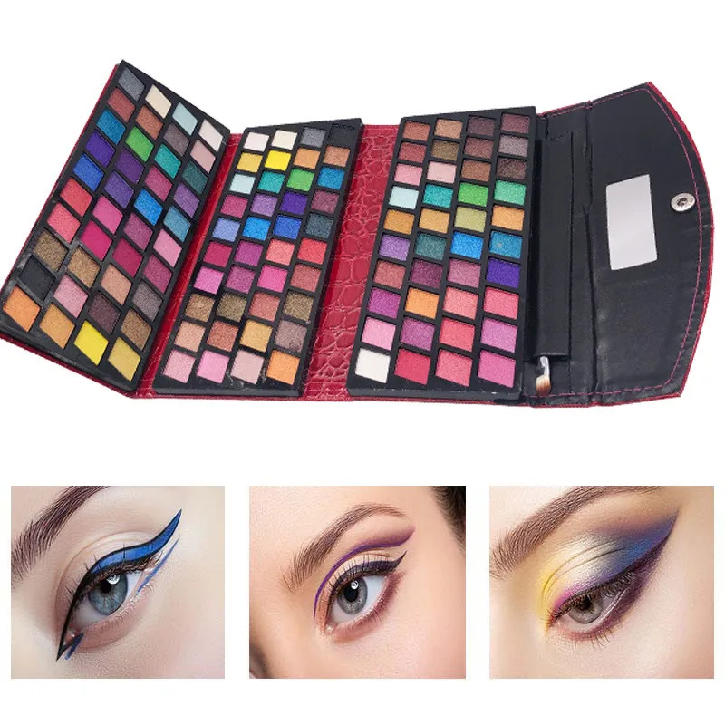 120 Color High Quality Matte Flash Eye Shadow Three-layer Leather Bag Makeup Set Multicolor Eye Shadow Palette Soft Sequins