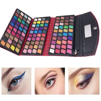

120 Color High Quality Matte Flash Eye Shadow Three-layer Leather Bag Makeup Set Multicolor Eye Shadow Palette Soft Sequins