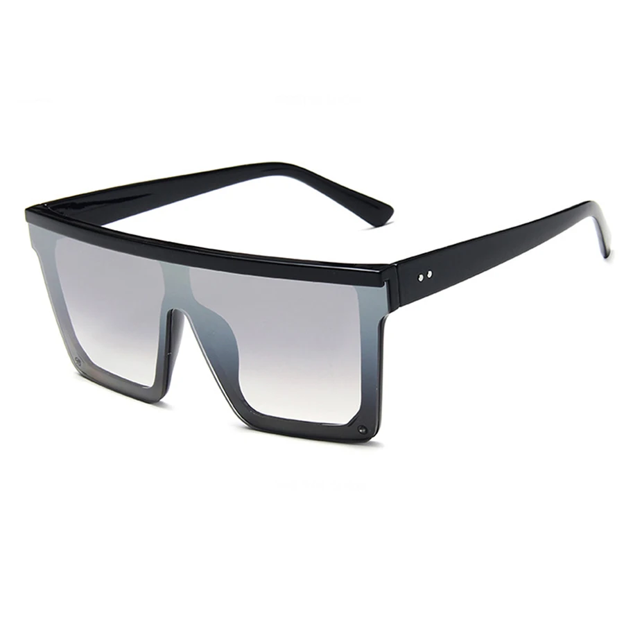 13 sunglasses Солнцезащитные очки больших размеров, Женская квадратная большая рама, плоский верх, заклепки, градиентные линзы, солнцезащитные очки для женщин и мужчин, винтажные зеркальные Оттенки UV400 - Цвет линз: 13 sunglasses