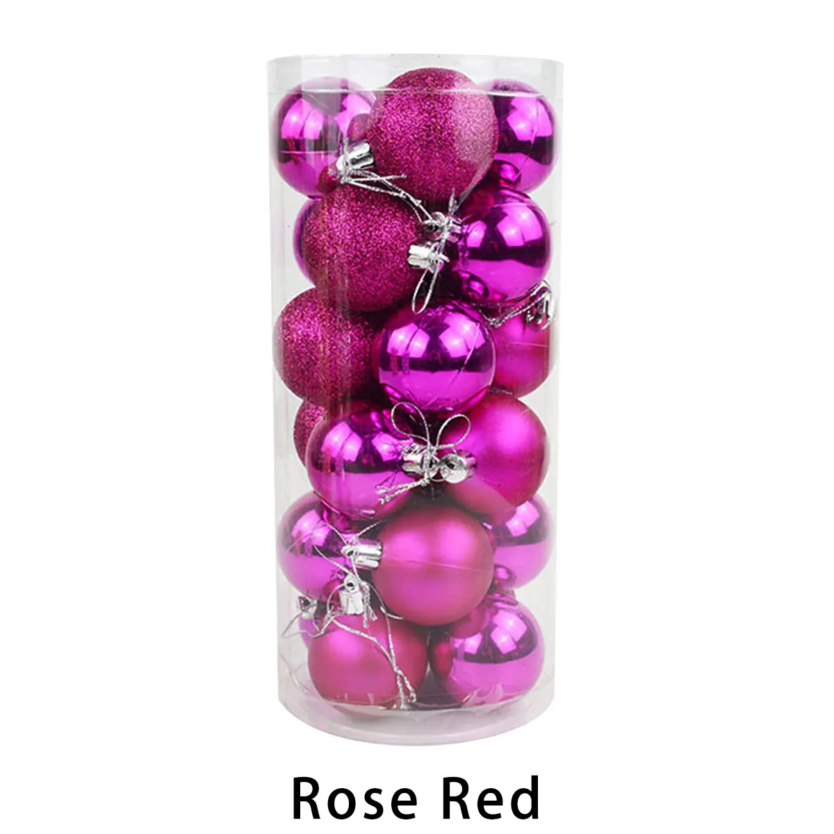Rose Red 24 шт./лот, 60 мм/2,4 дюйма, украшение для рождественской елки, шар, украшение, блестящий шар для украшения дома, бара, вечерние, новогодний декор - Цвет: Rose Red