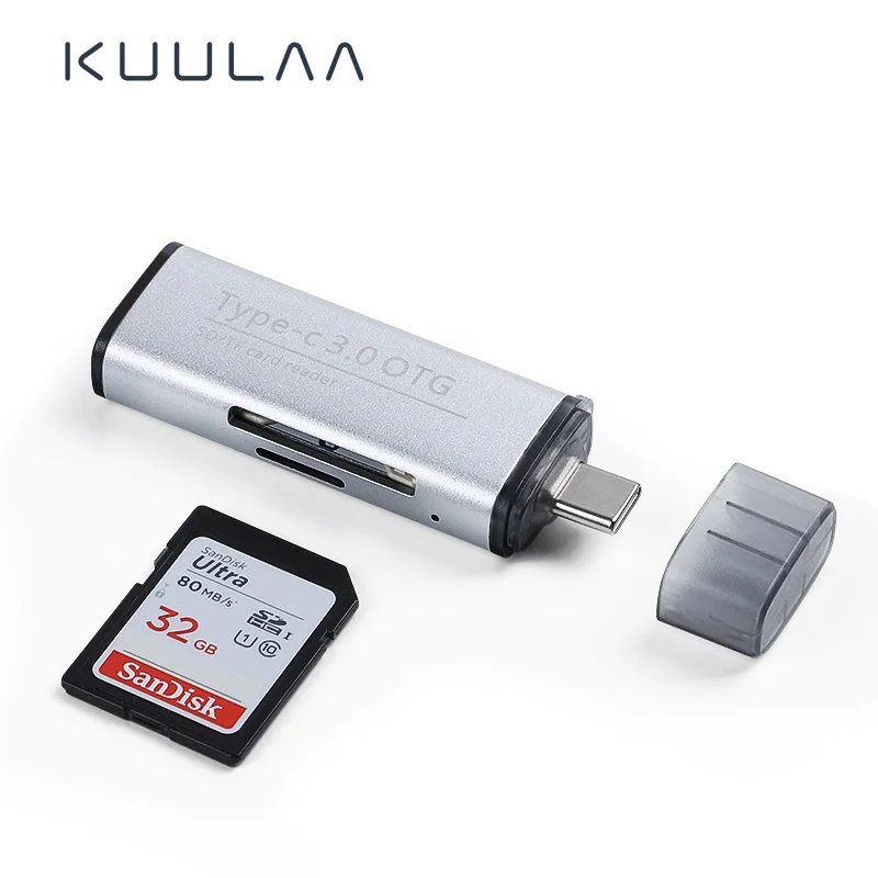 KUULAA type C USB 3,0 алюминиевый OTG телефон мульти карта памяти ридер адаптер кардридер для micro SD/TF microsd компьютер ноутбук