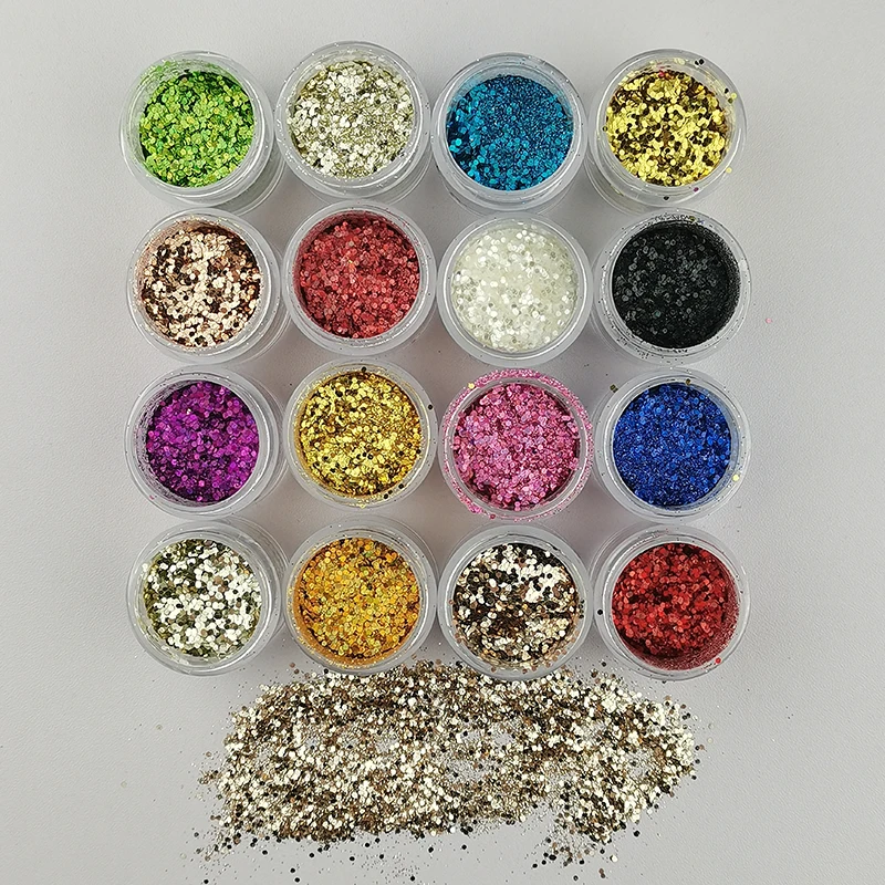 

1 Bottle Rose Gold Silver Mix Nail Art Glitter hexagon Sequins DIY Sparkly Paillette Tips Charm Pigment Flakes Gel Nail Decora