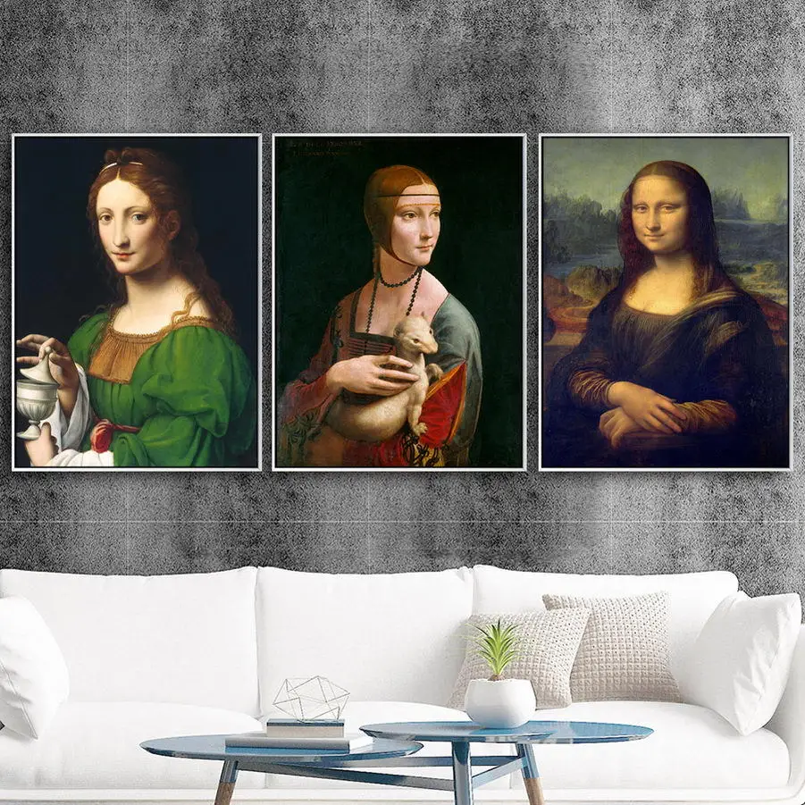 

Italy Giclee Painting Core Customizable Da Vinci Mona Lisa Famous Paintings Hold Pure Silver Mouse of WOMEN'S