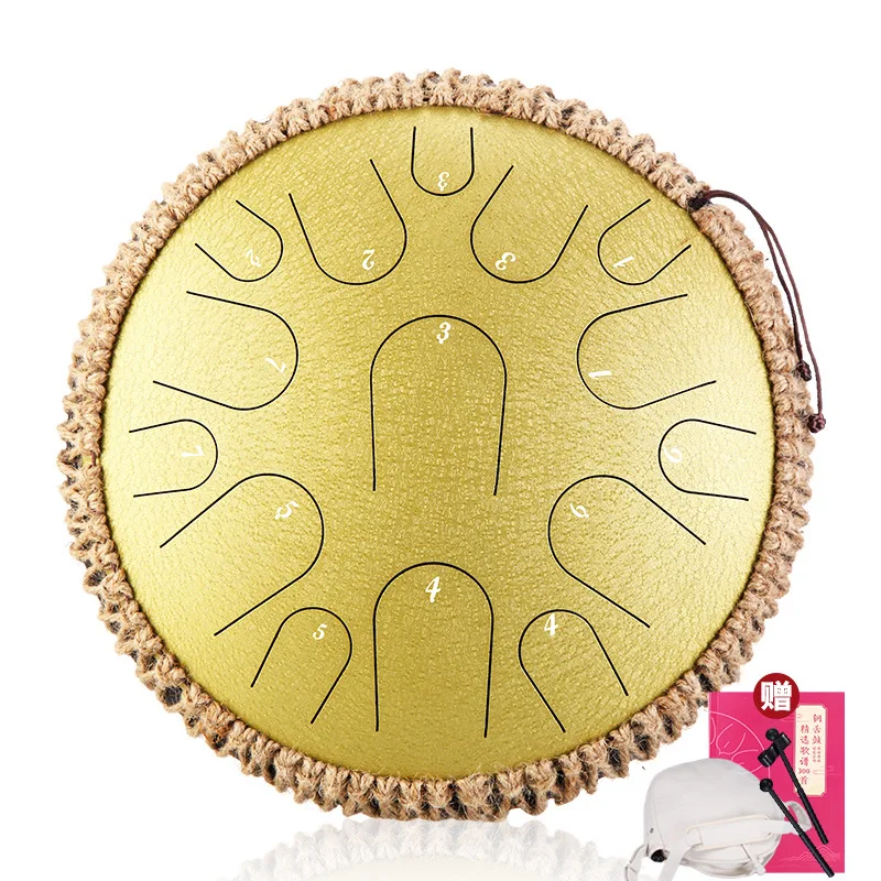 Hluru B Titanium steel tongue drum empty percussion tambourine Zen Musical instrument Profession 15 notes 13inch D tones handpan
