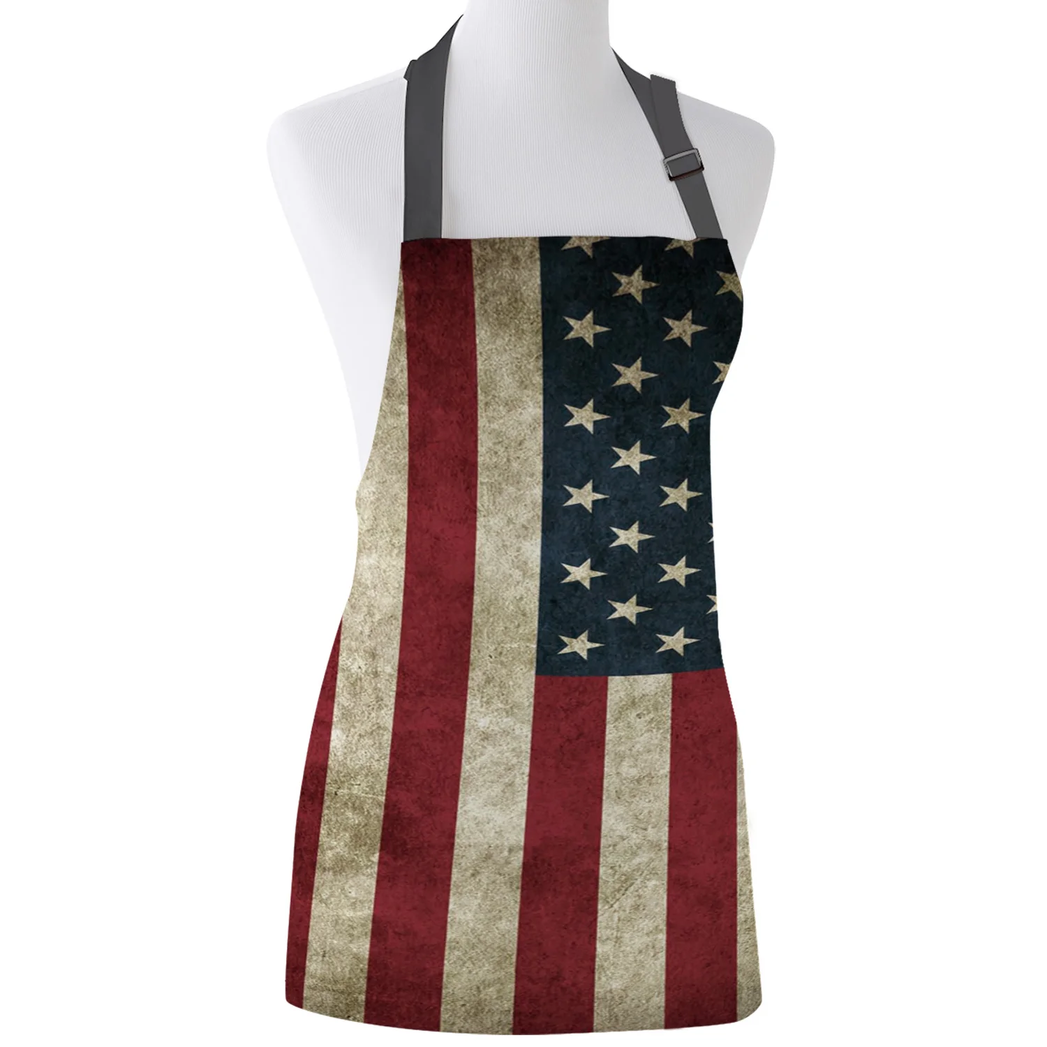 Vintage American Flag Kitchen Aprons BBQ Bib Apron for Cooking Baking Restaurant Pinafore Home Christmas Decorations