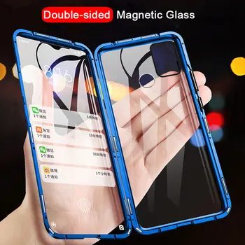 

for Samsung Galaxy A21S Case Magnetic Adsorption Double-Sided Tempered Glass Cover Case for Samsung M21 A31 A51 A71 A10S A20S