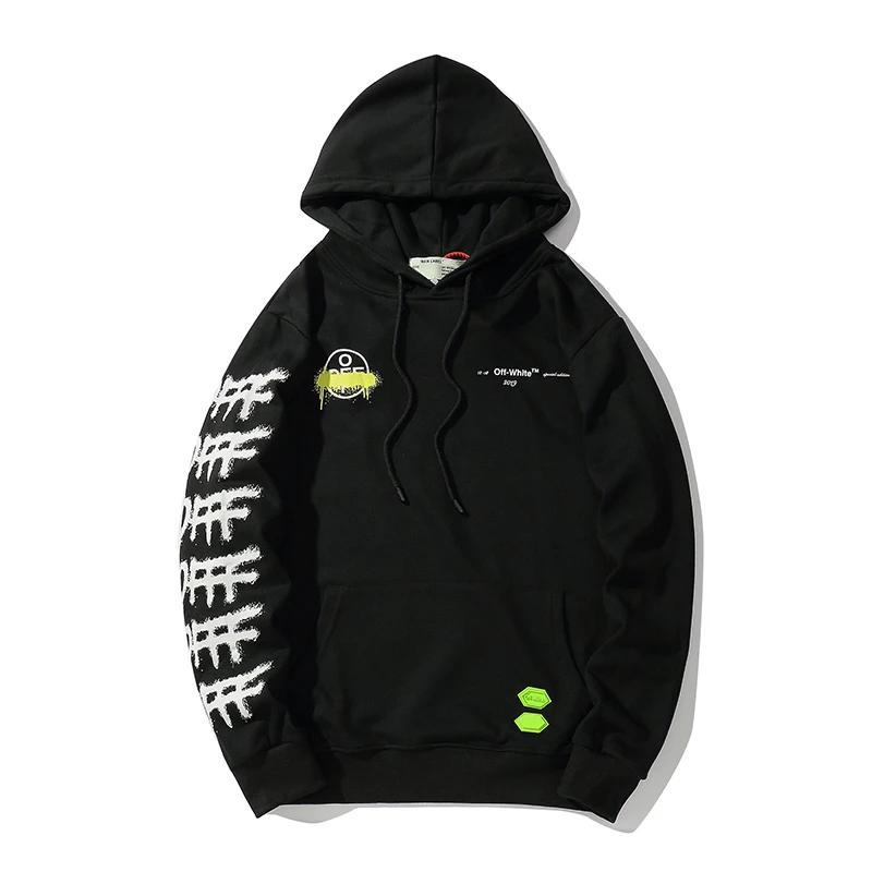 Граффити стрела 19ss Off-White OW для мужчин и женщин любителей осень зима хлопок мода уличная куртка с капюшоном Толстовка