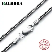 BALMORA, настоящее 925 пробы, серебряные Простые ретро цепочки, ожерелья для женщин, мужчин, пара, Крутое ювелирное изделие, цепь в виде змеи 2,5 мм, 18-32 дюйма