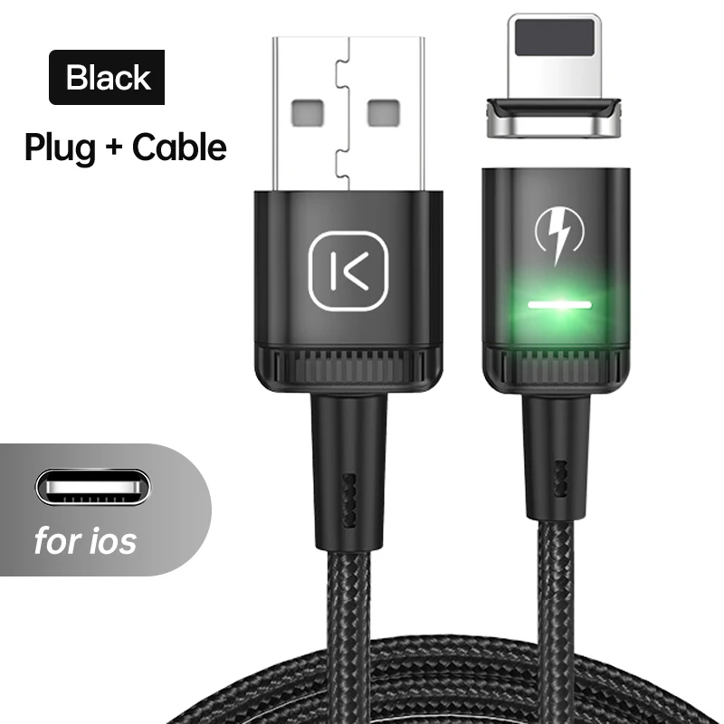 KUULAA LED Magnetic USB Cable 3A Fast Charging Type C Cable Magnet Charger Micro USB Cable Mobile Phone for iPhone 13 12 11 Cord charger type for android Cables