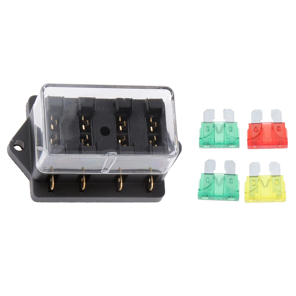 

Fuse Holder Box 4 Way Car Vechile Circuit Automative Block +4pcs Fuse Dropshipping