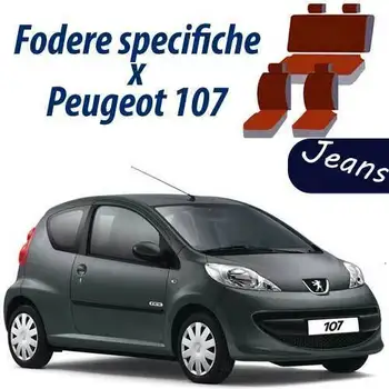 

COPRISEDILI AUTO PEUGEOT 107 FODERE SPECIFICHE JEANS BLU POSTERIORE 50-50
