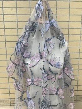 

fashion French Net Lace Fabric 5 Yards Embroidered sequins Lace Fabric JIANXI.C-586808 For Party Dress