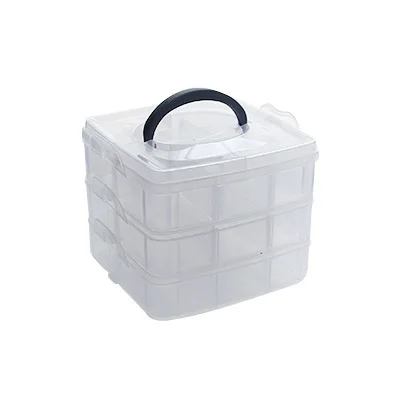18/30 сетки трехслойная пластиковая коробка для хранения Дети DIY Скрапбукинг канцелярский контейнер прозрачный ремесло органайзер для бумаг - Цвет: small