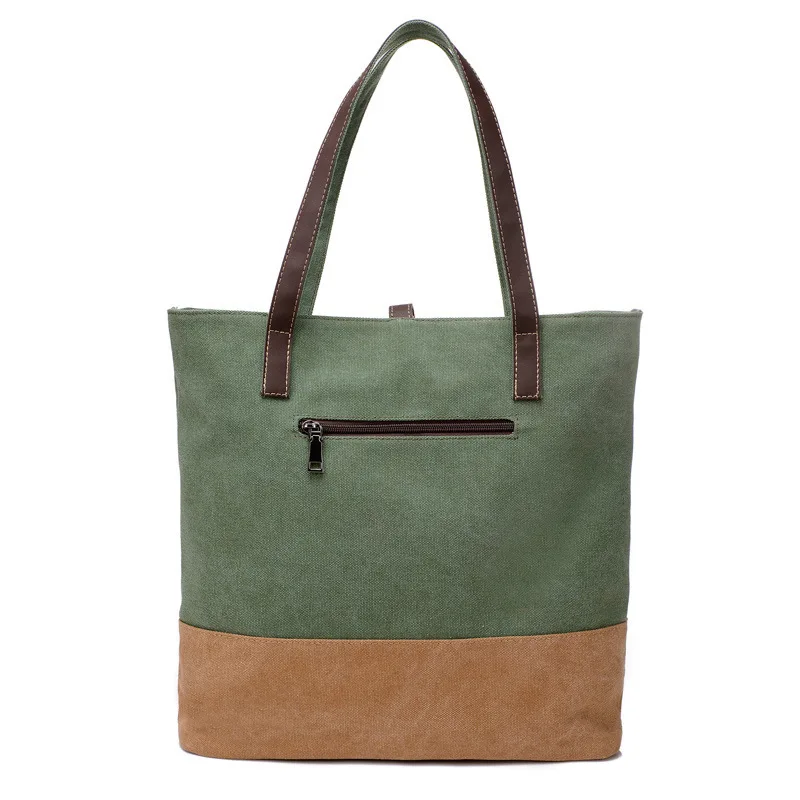 

Fashion Korean-style Single-shoulder Canvas Bag Retro Casual Hand Joint Contrast Color College Style Simple Versatile WOMEN'S Ba