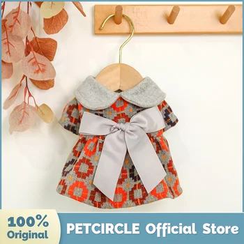 

PETCIRCLE New Dog Puppy Clothes Grey Bowknot Woolen Dress Pet Cat Fit Small Dog Spring & Summer Pet Cute Costume Dog Cloth Skirt