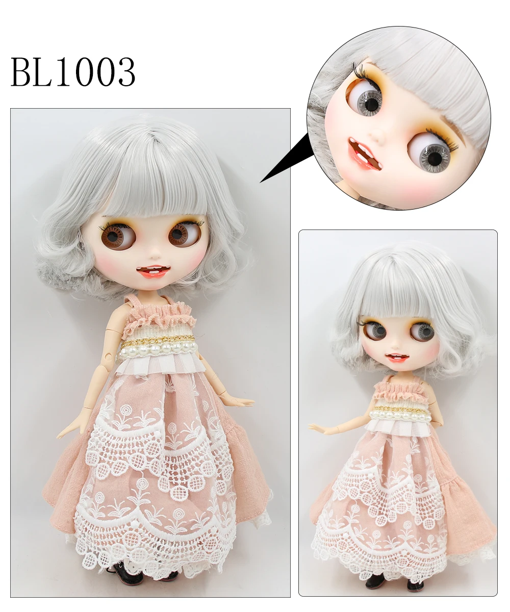 Neo Blythe Doll with Grey Hair, White Skin, Matte Face & Factory Jointed Body 1