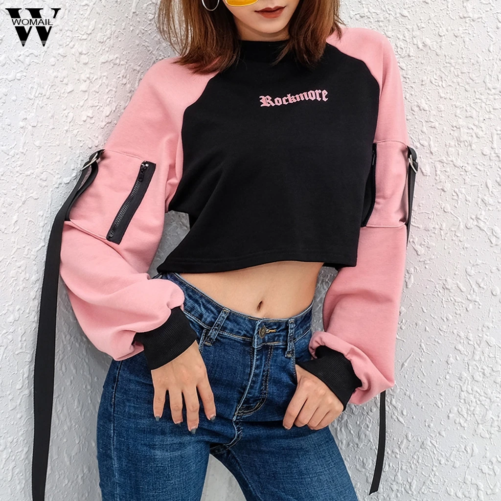 

Womail Sweatshirts Causal Solid Print Sweatshirt Pullover Fashion Long Sleeve Hooded women's Top dress 1