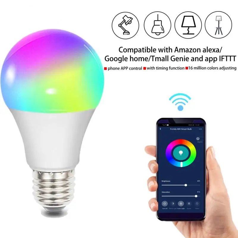 B22/E27/E26/E14 умный WiFi светодиодный светильник 10 Вт RGB+ W с регулируемой яркостью магический цвет изменение голосового управления работа с Alexa Google IFTTT