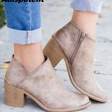 Женская обувь в стиле ретро; замшевые ботильоны на среднем каблуке; коллекция года; шикарные летние женские повседневные ботинки на среднем квадратном каблуке; Botas Mujer; Feminina