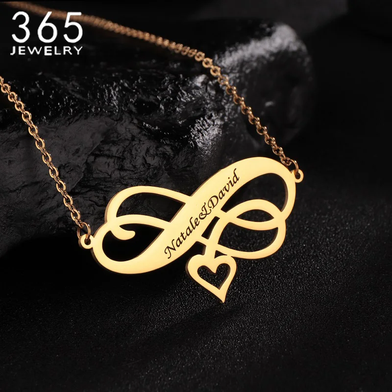 

New Arrival Custom Necklace Stainless Steel Infinity Symbol Engrave Name Personalized Pendant Women Wedding Party Gift Jewelry