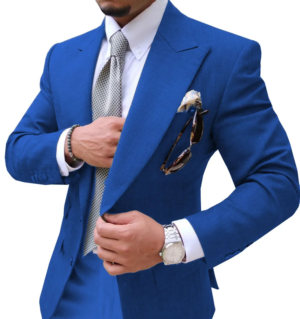 royal blue Классический мужской костюм Smolking Noivo Terno, приталенный Easculino, вечерние костюмы для мужчин, деловые мужские пиджаки для жениха - Цвет: royal blue
