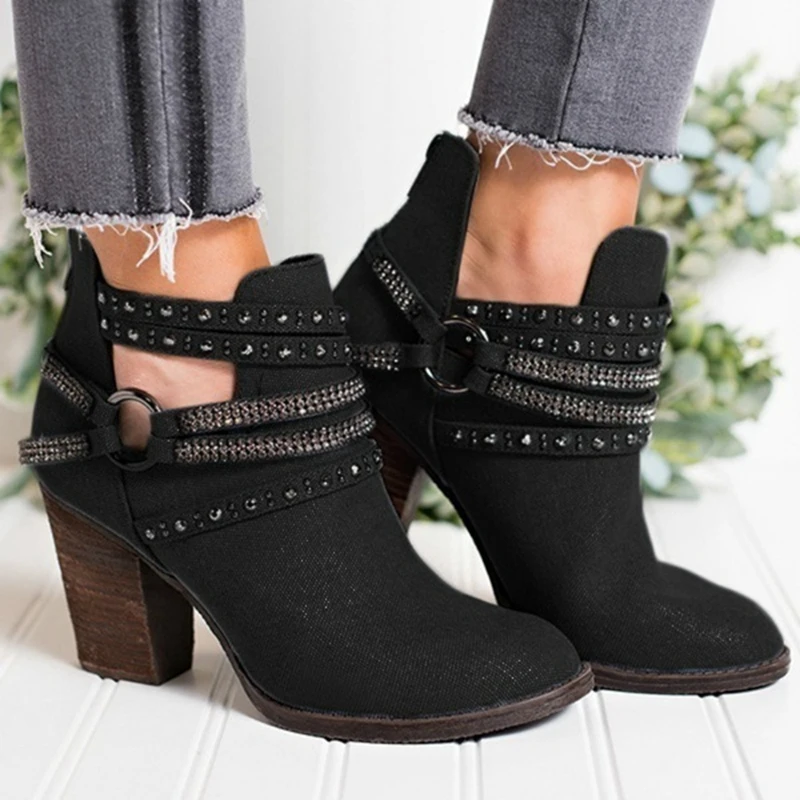 

Oeak Female Boot Woman High Wedges Heels Ankle Boots For Women Casual Party Short Ankle Boot Ladies Belt Buckle Boots