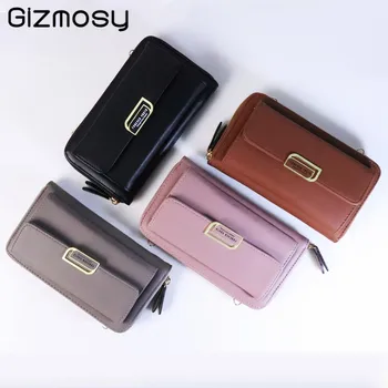 

Fashion PU Leather Long Wallet Women's Solid Clutch Bag Multifunction Mobile Coin Purse Female Letters Crossbody Bags SY5281