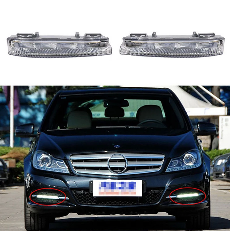 

Left Right Front LED DRL Daytime Running Lamp Fog Light for Mercedes-Benz W204 W212 C250 C280 C350 E350 A2049068900 A2049069000