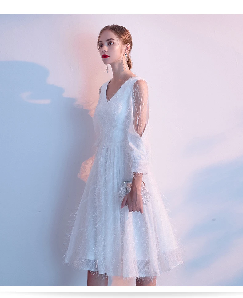 AE631 Robe de Soiree Courte розовое белое винтажное кружевное вечернее платье с v-образным вырезом Вечерние платья Vestido de Festa