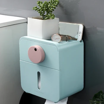 

Waterproof Paper Towel Holder Solid Color Wall Mounted Toilet Roll Holder Stand Case Tube Storage Box Bathroom Accessories
