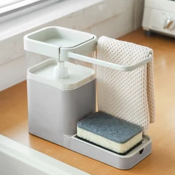 1pc Kitchen Soap Dispenser Dishwashing Liquid Press Outlet Box Wipe Rack Sponge Drain Storage Box Dish Towel Hanger Dropship