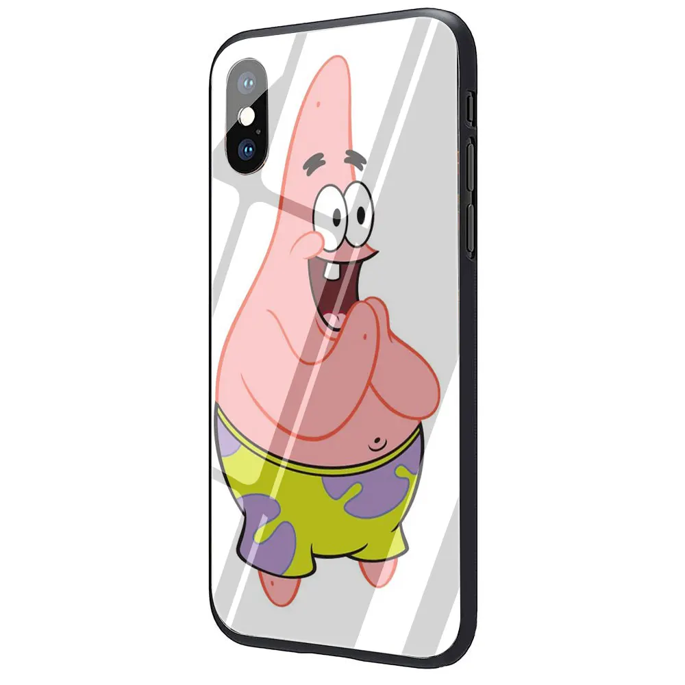SpongeBob закаленное стекло ТПУ Черный чехол для iPhone 11 Pro X или 10 8 7 6 6S Plus Xr Xs Max - Цвет: G3